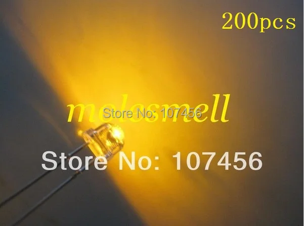 Emissor de Luz do Diodo 5mm do Amarelo do Strawhat do Diodo Amarelo do Chapéu de Palha de 200 Frete Grátis!! Diodo Grande – Ângulo Conduzido Pces 2000mcd 5mm