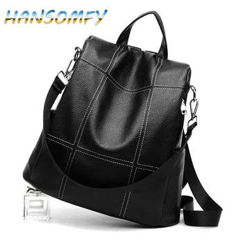 

Women Backpack Soft Leather Large Capacity Leisure Travel Bag Woman Teenage Fashion Leisure Backpack Casual Daypack MX-89
