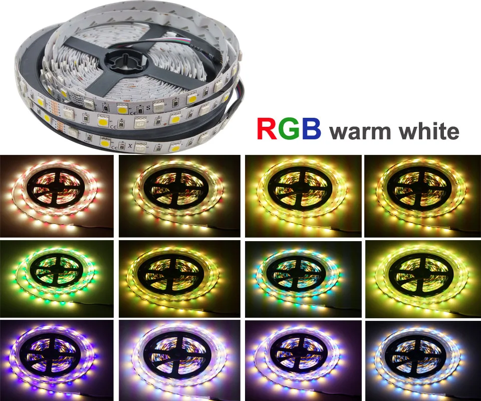 Светодиодный светильник 5050 RGBW 5 м 10 м 15 м 20 м диодный светодиодный светильник RGB полоса Водонепроницаемая DC 12 В гибкая светодиодная лента RF контроллер адаптер