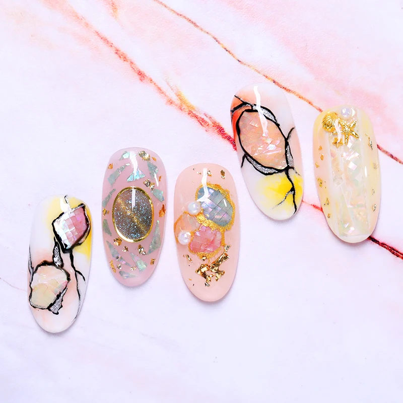 

Shining Nail Art Shell Stickers 3D Nail Art Decorations Slice Adhesive Nail Accessories Decals Decors Natural Shell Tool
