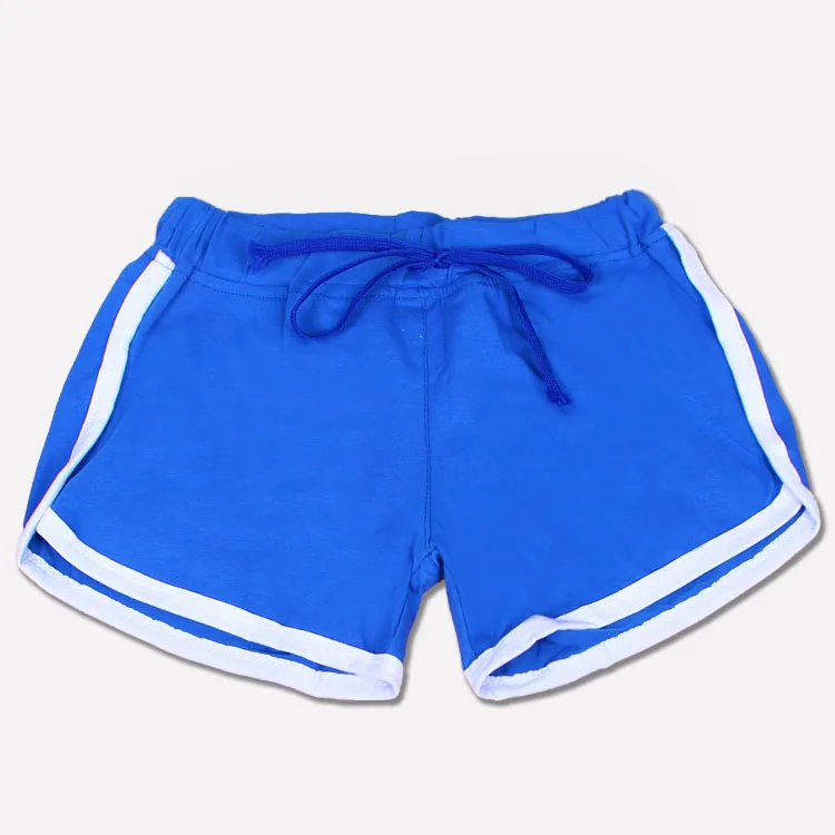 Летние спортивные быстросохнущие женские шорты с завязками, повседневные, противоопорожненные, хлопковые, контрастные, с эластичной резинкой на талии, коррендо, короткие штаны - Цвет: Синий