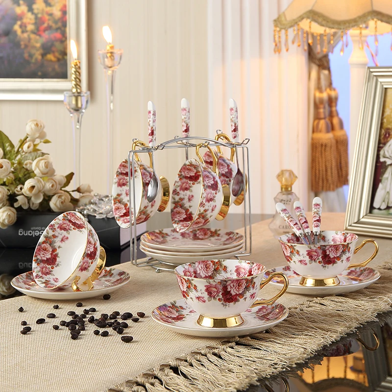 

Top-grade Bone China Ceramic Coffee cups Set British Porcelain Tea Set Ceramic Pot Sugar Bowl Teatime Teapot Afternoon tea party