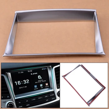 

DWCX ABS Chrome Dashboard Dash Navi Panel Screen Cover Trim Frame Garnish Decoration Fit for Hyundai Tucson 2016 2017 2018