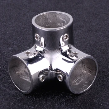 

beler 25mm 90 Degree 3 Way Marine Grade Stainless Steel Silver Boat Hand Rail Fitting Yacht Ship Vessel Sailboat 2.5x4.9cm
