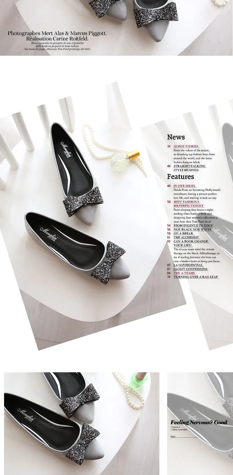 Модная элегантная женская обувь балетки на плоской подошве, весенне-Осенняя обувь высококачественные женские туфли с острым носком, украшенные кристаллами и бантом-бабочкой размера плюс 34-45