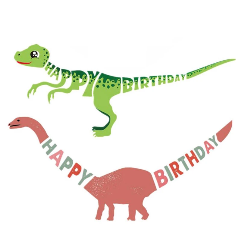 Banniere Joyeux Anniversaire Dinosaure De 3m De Long Guirlande En Papier T Rex Brachiosaure Fournitures De Decoration De Fete D Anniversaire Pour Enfants Aliexpress