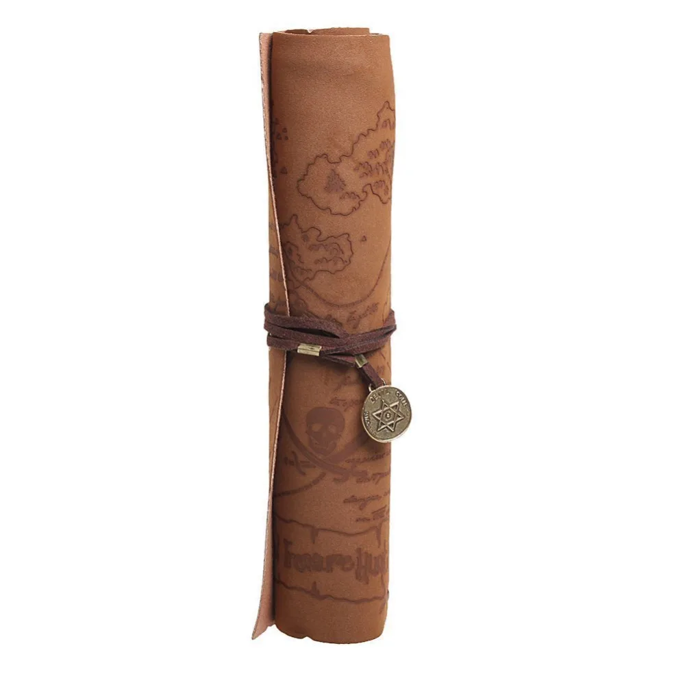 

Vintage Pirate Treasure Map Pattern Roll Up PU Leather Pencil Case Bag Holder Pouch Carrier Cosmetic Makeup Pouch Card Pocket