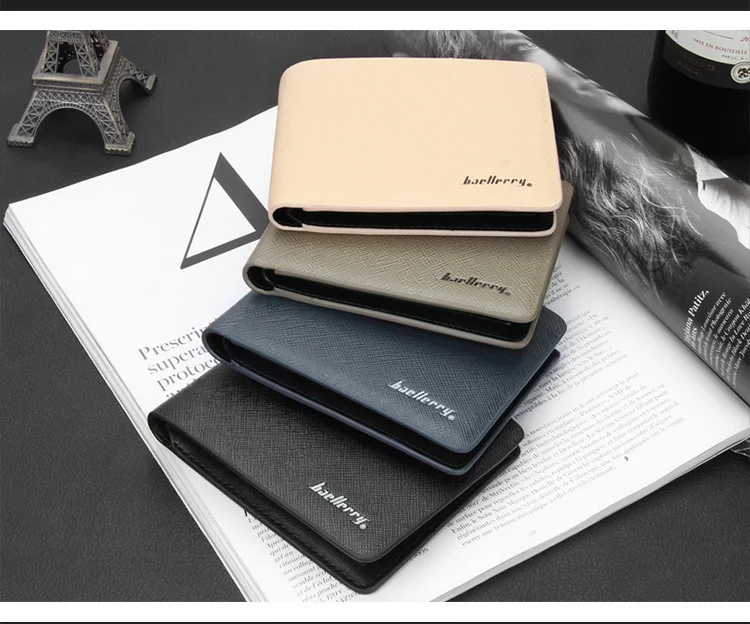 Модные новые мужские кошельки с крестиком в вертикальном стиле 4 однотонных