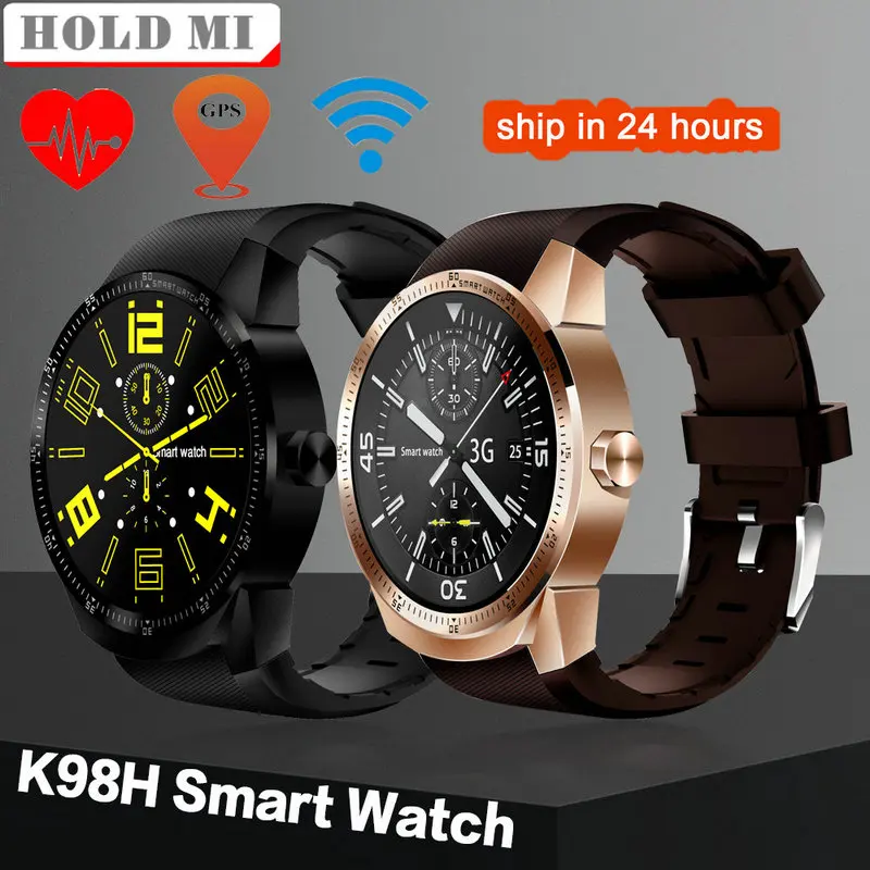 

K98H 3G Smart Watch Men Android 4.1 MTK6572A 1.2GHz Dual Core 4GB Bluetooth GPS Watch Men 1.3 Inch Heart Rate Monitor Pedometer