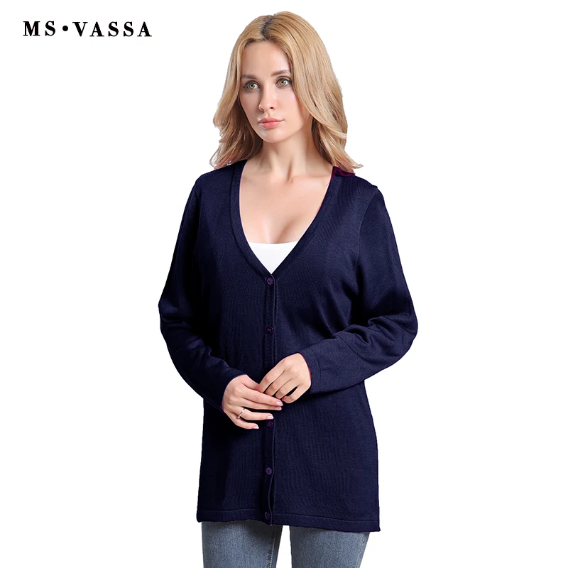 

MS VASSA Women Sweaters Spring Autumn 2018 New Casual Solid O-Neck Ladies Jumpers Long Sleeve Cardigans plus size 5XL 6XL 7XL