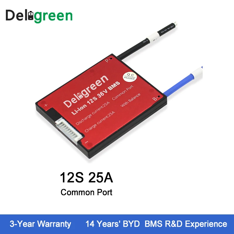 

Deligreen 12S 25A 36V PCM/PCB/BMS for 3.2V Rated lithium battery pack 18650 LiFePO4 Battery Pack