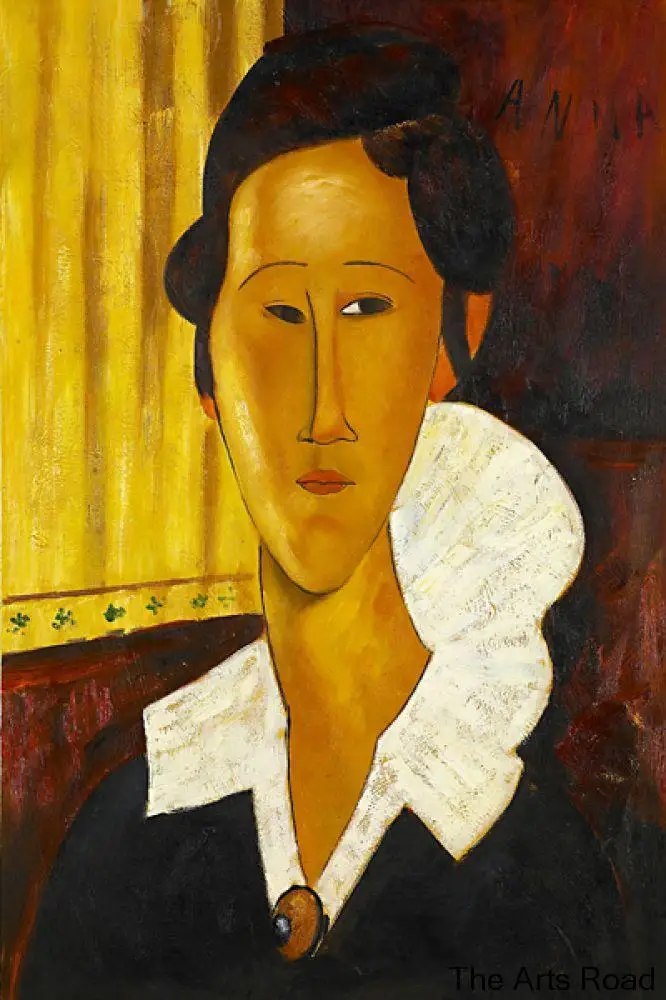 

Unframed Portrait of Anna Zborovska by Amedeo Modigliani Oil Painting Abstract Wall Art for Living Room Home Decor