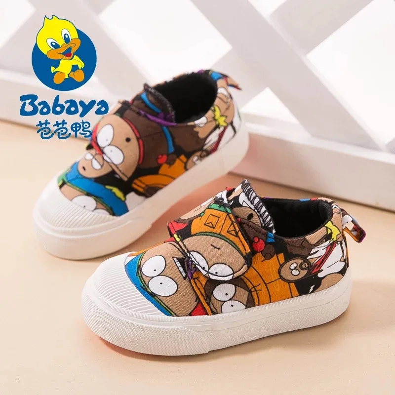 

2016 Brand Design Autumn slip-on cartoon cotton canvas infant children first walkers toddle boys casual loafers baby girls shoes