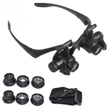 

Timepieces/Electronic Repair Jewelry Appraisal LED Magnifier Double Eye Loupe Glasses Jeweler Watch Repair 10X 15X 20X 25X Lens