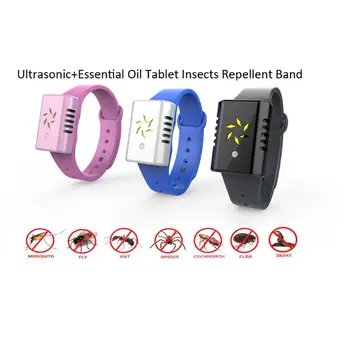 

Electronic Ultrasoundt Plant Essential Oil Mosquito Repellent Bracelet Wristband for Outdoor Pest Insect Bug Control Killer Supp