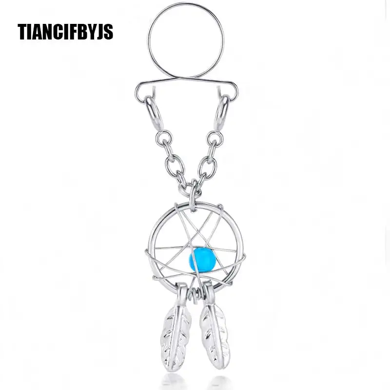 TIANCI FBYJS Nipple Ear Piercing Cuff Ring Crystal Feather Body Jewelry Fake Non Pierced Clip