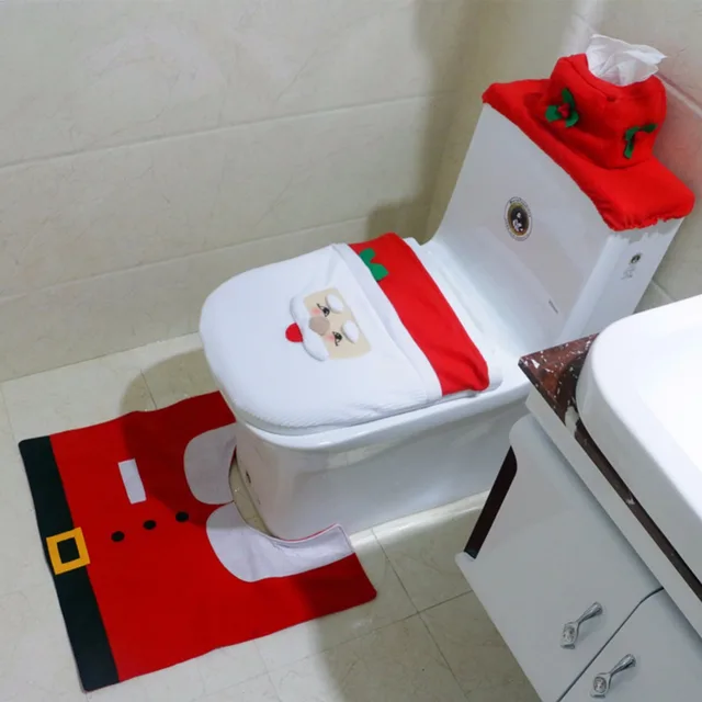 3pcs Christmas Snowman Toilet Seat Lid Towel Cover And 3pcs Christmas Snowman Toilet Seat Lid Towel Cover And Rug Bathroom Set Decorations