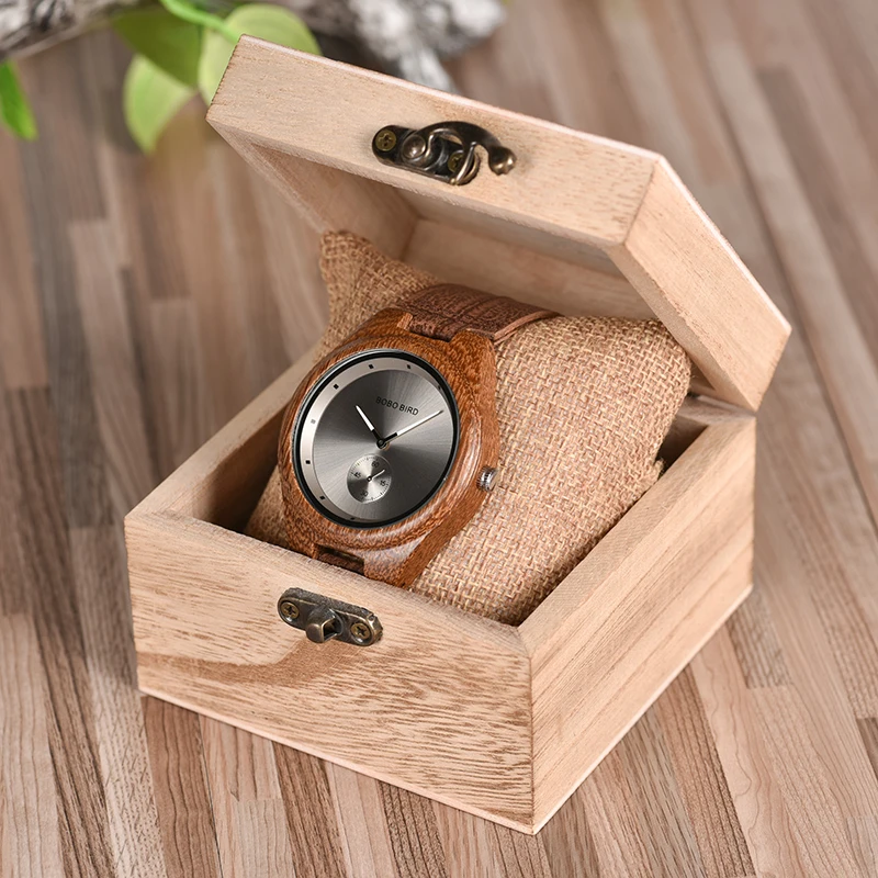 BOBO BIRD Wooden Watches Men Women Timepieces Luxury Leather Strap Quartz Watch in Wooden Box relogio masculino W*Q24