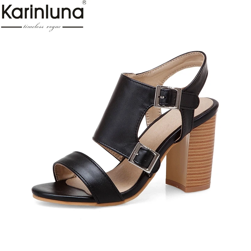 

Karinluna Plus Size 50 women's Sandals Chic Style 2019 Brand New fashion gladiator Chunky Heels Office Lady women's Shoes