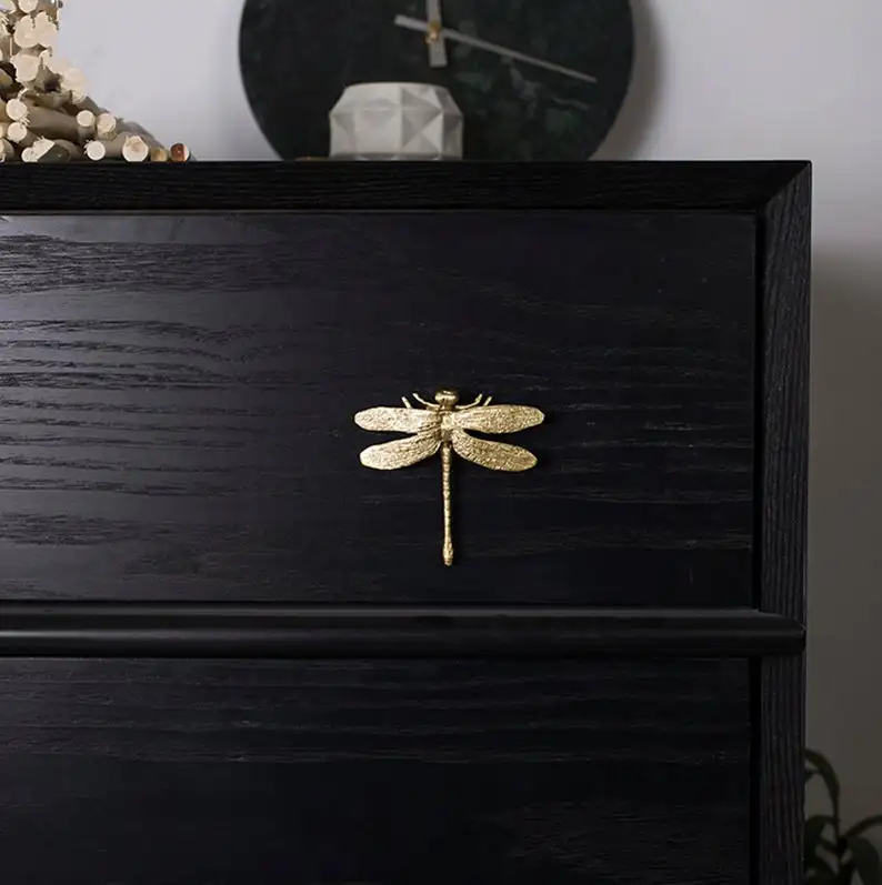 1pc Unique Brass Knobs Dragonfly Dresser Pulls Wardrobe Door Knob