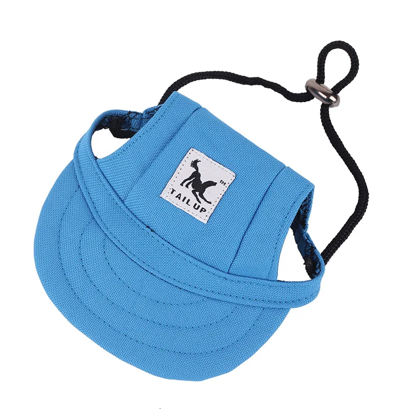 Шапки для собак с отверстиями для ушей летняя парусиновая бейсболка с козырьком для маленьких щенков аксессуары для улицы походные товары для животных Новинка - Цвет: Blue