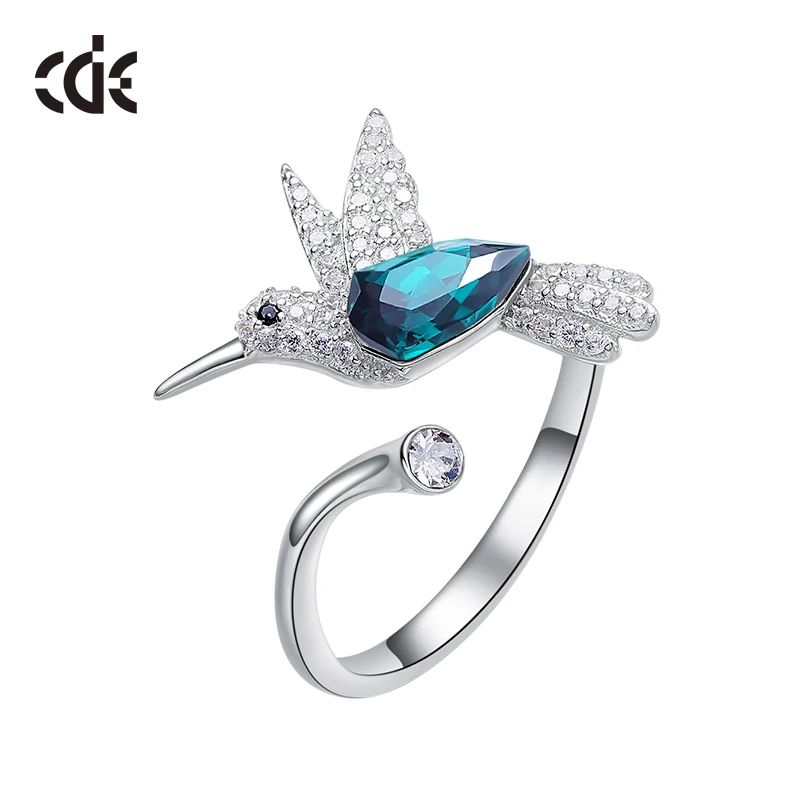 

CDE Embellished with crystals from Swarovski Ring Women Adjustable bird Rings Trendy fine Jewelry 925 sterling silver Women