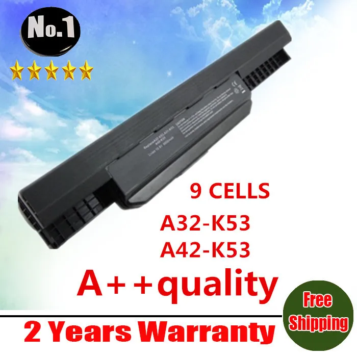 Wholesale New 9cells laptop battery for Asus A43 A53 K43 K53 X43 A43B A53B K43B K53B X43B Series A32-K53 A42-K53 Free shipping