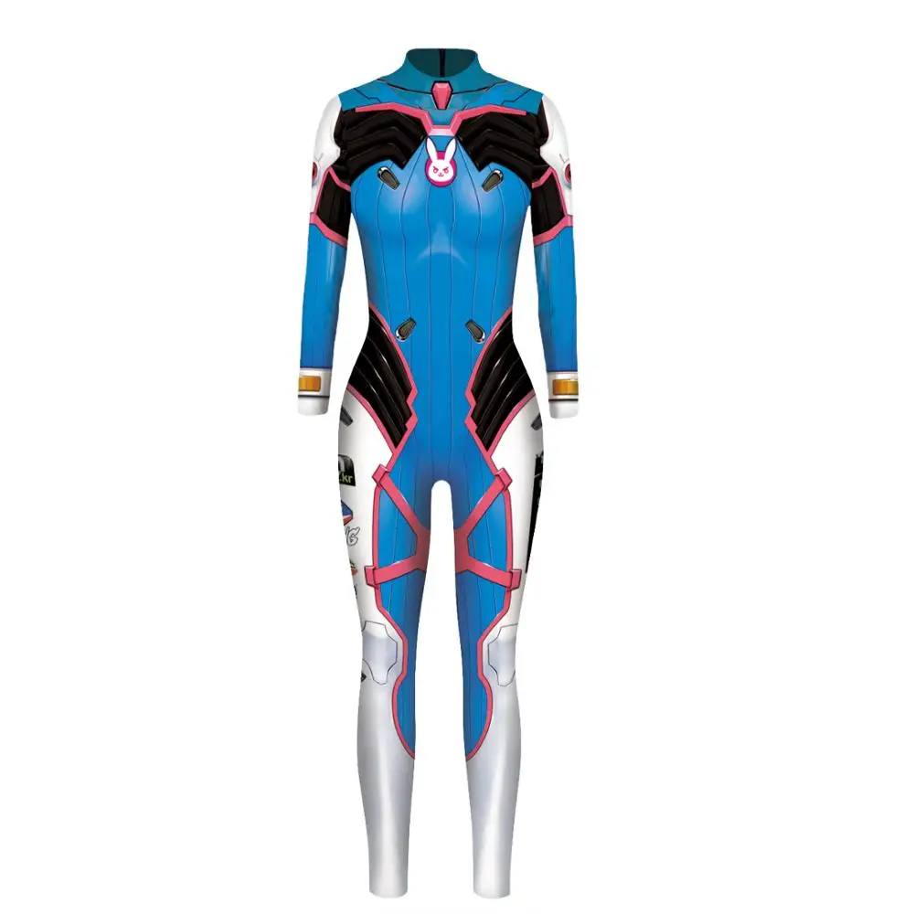 

OW D.va Rabbit Cosplay Costume Dva Suit Zentai Bodysuit Women Grils Genji Full Body Unitard Halloween Party Event Costumes