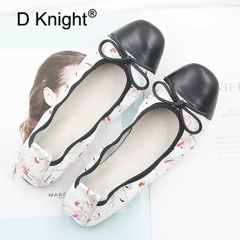

Plus Size 43 Female Ballet Flats Summer Slip On Casual Loafers Women Pregnant Shoes Natural Leather Print Baleriny Woman Shoes