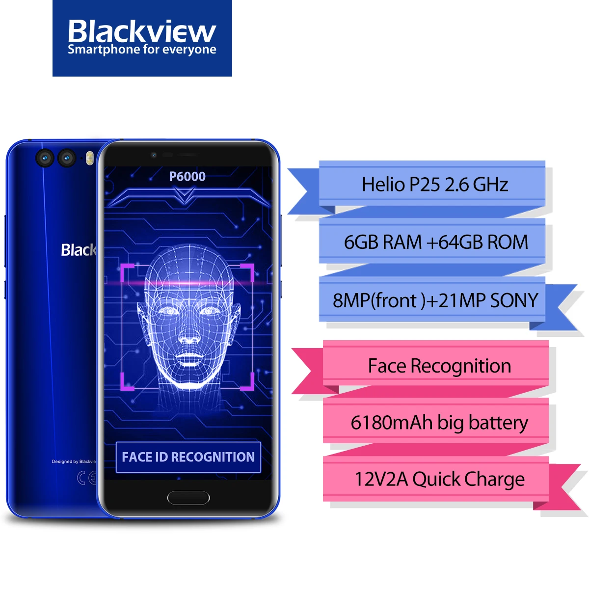 Blackview P6000 4 г Phablet 5 дюймов Android 7 1 MTK6757CD OctaCore 6 ГБ Оперативная память 64 Встроенная 21.0MP