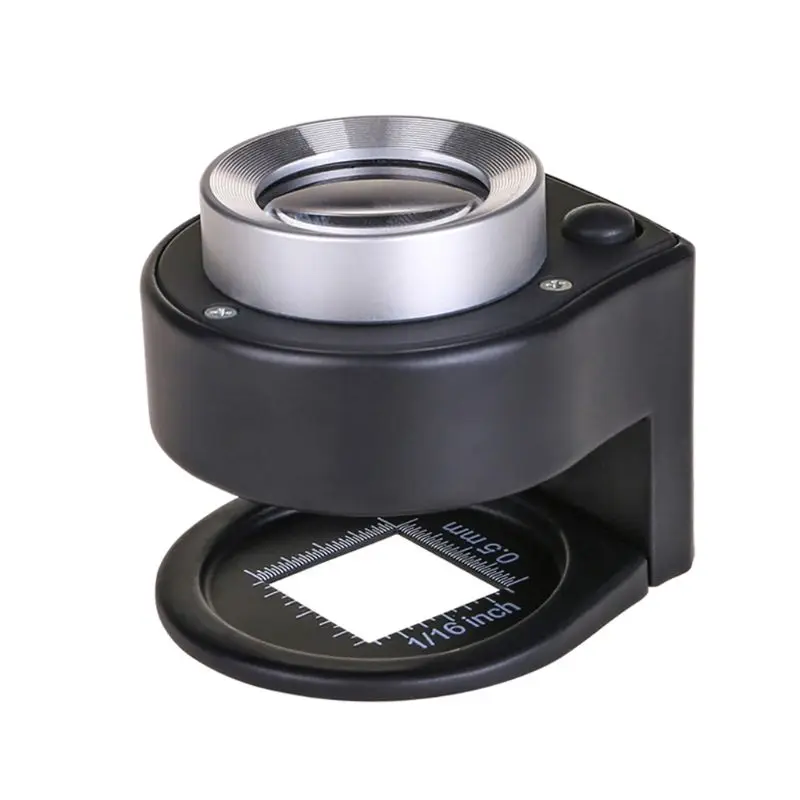

30X Magnifier Metal Folding Cloth Linen Microscope Loupe with 3LED & 3UV Light