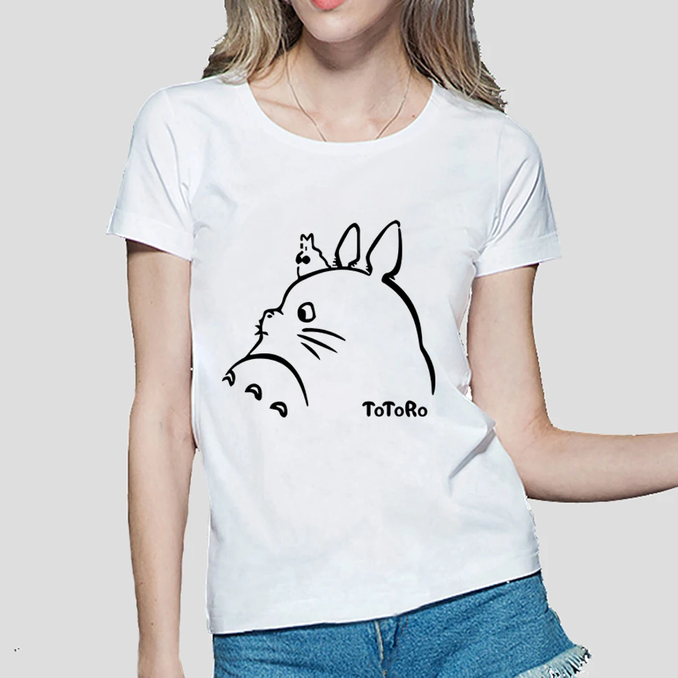 Kawaii totoro, женская футболка с принтом,, летняя, забавная, хлопковая, короткий рукав, модная, harajuku, брендовая, женская футболка, панк топы