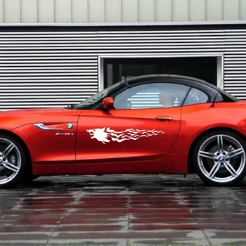 

Car Decal Wolf Flames Racing 34'' for Z4 Vinyl Graphics Side sticker CD100