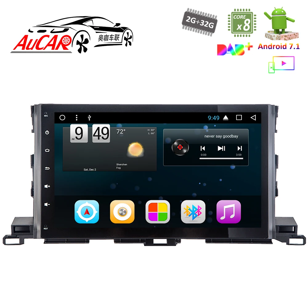 

Android 8.1 10.1" GPS Navigation system for Toyota Highlander 2015 - 2017 Car DVD 1024*600 Bluetooth GPS radio WIFI Car Stereo
