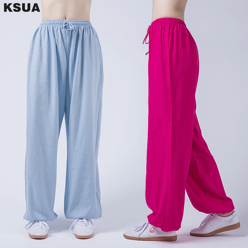 Women/men Tai Chi pants Cotton and linen Bloom pants Cotton silk