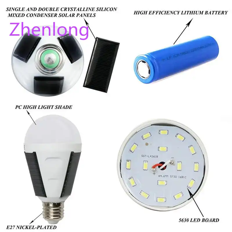 7w 12w E27 Solar Powered Led Bulb Rechargeable Emergency Lights