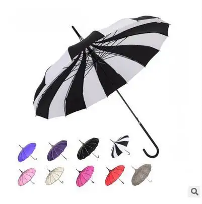 10 шт./партия) креативный дизайн черно-белый полосатый зонт для гольфа с длинной ручкой прямой зонт-пагода - Цвет: Многоцветный