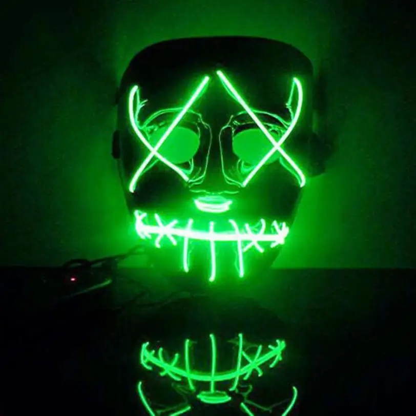 1 шт. EL Wire маска светильник неоновый череп светодиодный маска для Хэллоуина вечерние и концертные страшные Вечерние Маски для косплея серия Payday - Цвет: Green