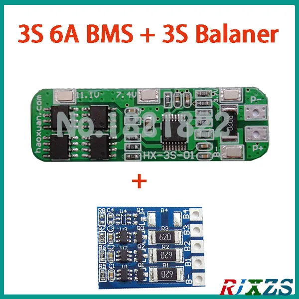 (3S 6A Li Ion BMS + 3S балансир) плата защиты аккумулятора bms pcm для литий ионной полимерной