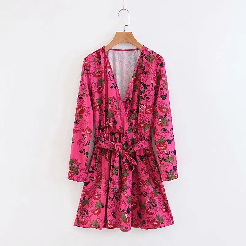 

Hot sale XZ48-1768 European and American fashion and flower print double dress