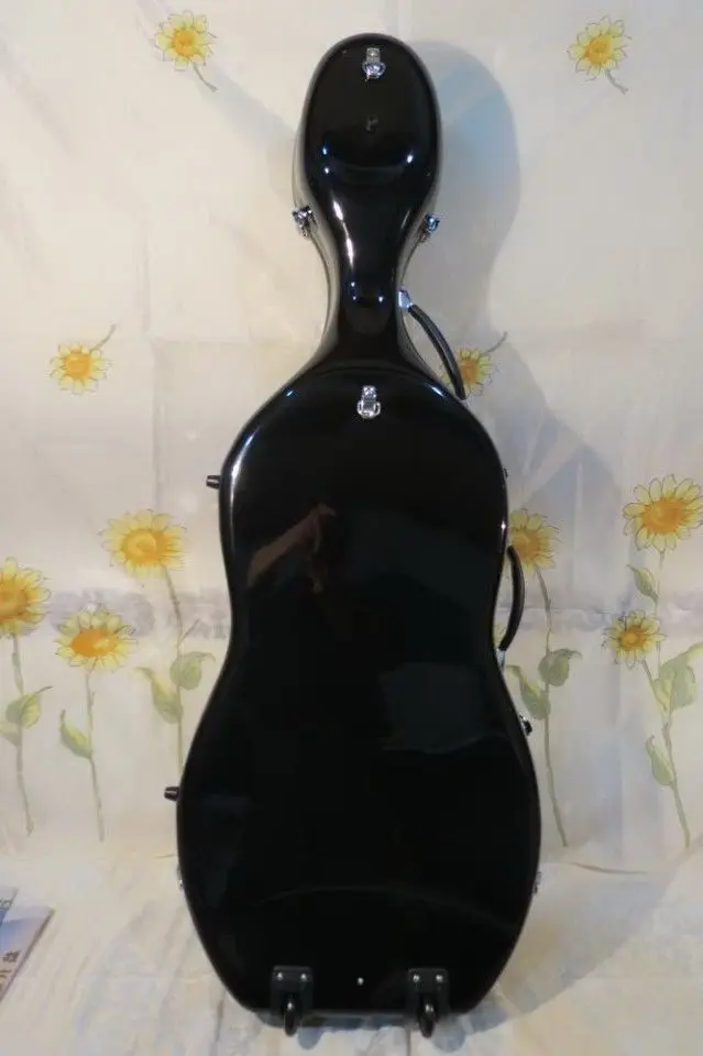 

High Quality 3/4 black fiberglass cello hard case with wheells