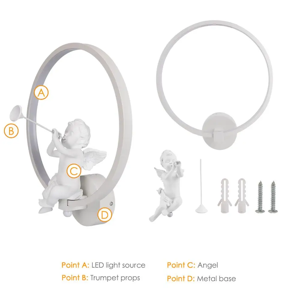 Современный 18 Вт светодиодный настенный светильник художественный Ангел креативный настенный светильник для помещений, гостиной, столовой, коридора, светильник для украшения