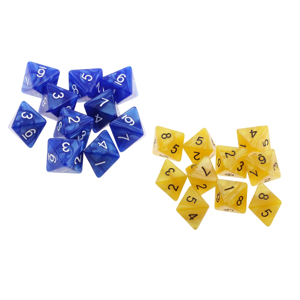 Perfeclan 20x 16mm Polyhedral Acrylic 8-sided Dice D8 Dies Toy for Dungeons & Dragons Table Board Game Accessory
