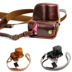 Роскошный кожаный Камера сумка открытым Батарея с ремешком для sony A5000 A5100 черный Кофе коричневый