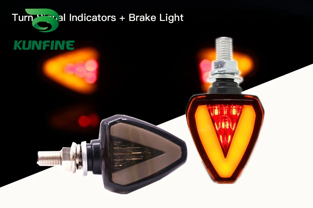 

KUNFINE 4X12LED Universal led motorcycle turn signal Indicators Brake Light Amber and Red light lamp