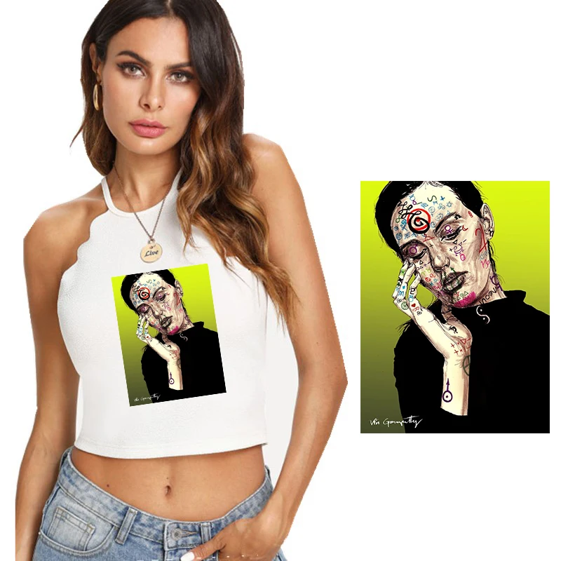 

Meditation Woman Iron on Heat Transfer Printing Patches Stickers A-level Washable for Clothes T-shirts Hoodies DIY Appliques
