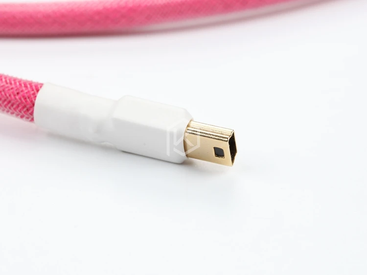 Colored sleeved Nylon USB Cable mini USB port Gold-plated connectors 1.2m length 6 colors blue pink