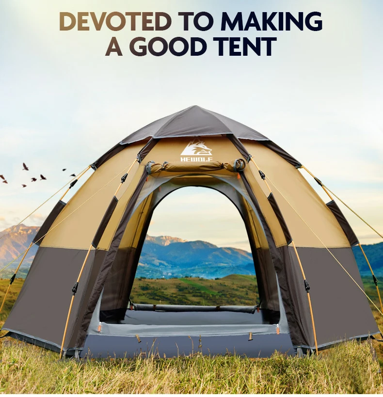 Hewolf всплывающая палатка с быстрым автоматическим открыванием, водонепроницаемая туристическая палатка для путешествий на открытом воздухе, 5 человек, двухслойные Семейные палатки для кемпинга
