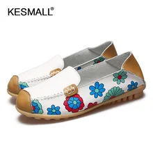 Женские туфли-лодочки Разделение кожа сезон: весна–лето плоские туфли женщина принт Лоферы слипоны мягкая подошва мам повседневная обувь плюс Размеры Туфли без каблуков