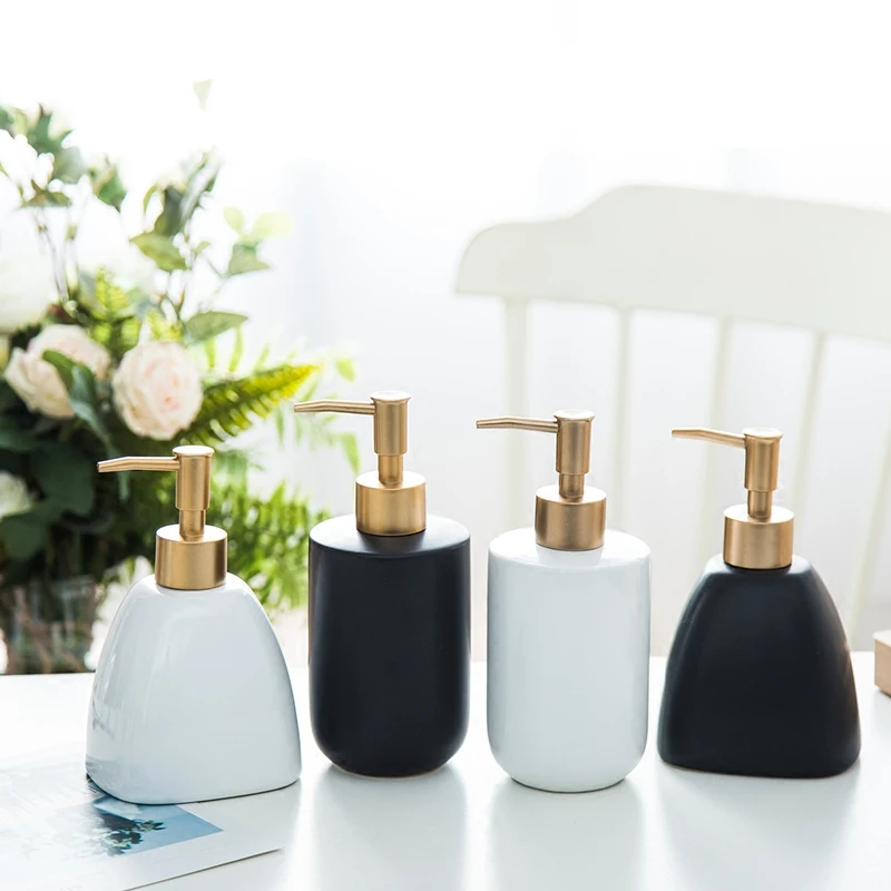 Ceramic bottles washing hand lotion shampoo bottles bathroom accessories set soap dispenser toothbrush